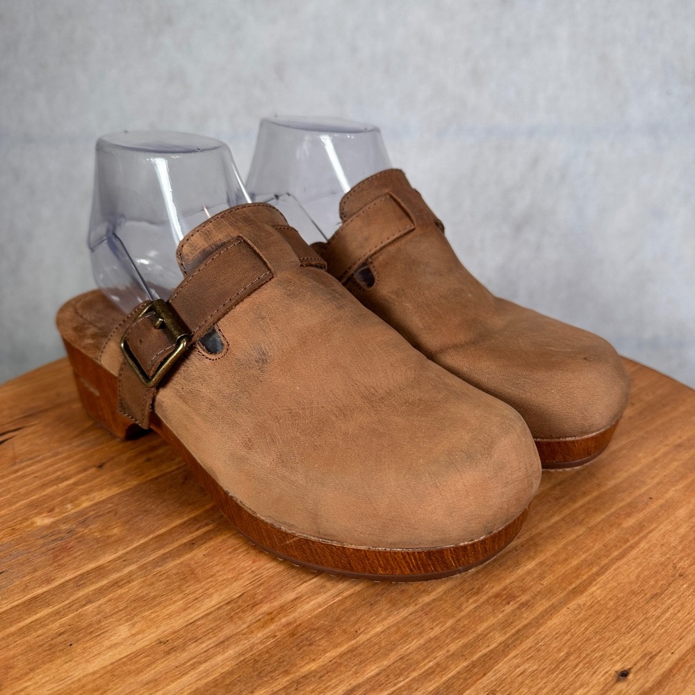 White Mountain Clogs Women 8.5 Brown Good Buckle Strap Platform Mules - Picture 4 of 13